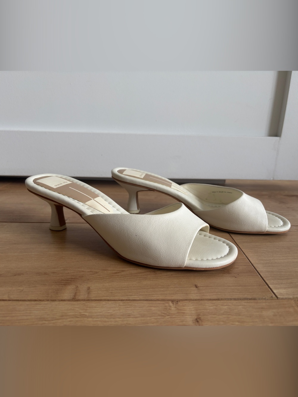 Dolce Vita Ivory Open-Toe Kitten Heel Mules